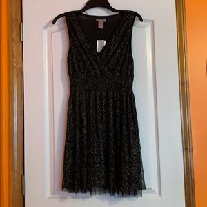 Black and gold lace dress